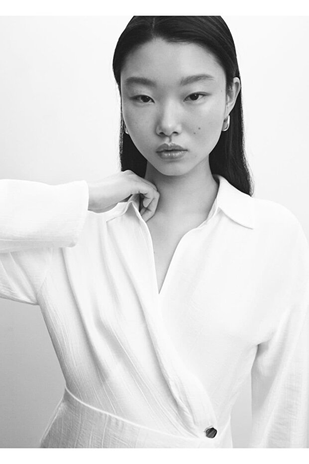 Düğmeli Anvelop Elbise - 5