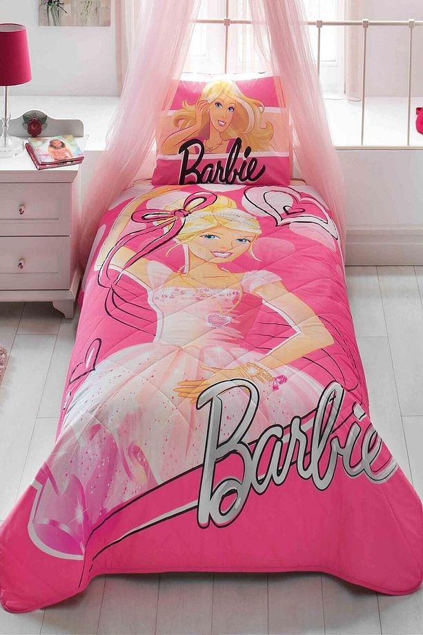 Barbie Balerina Tek Kişilik Lisanslı Yatak Örtüsü - 1