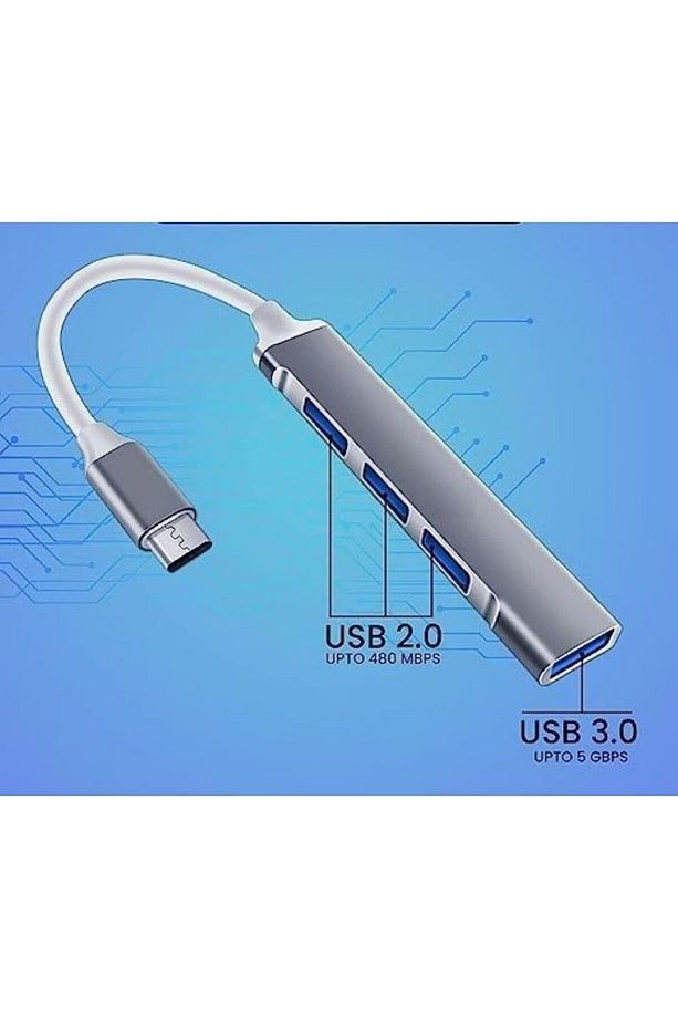 Type-c Grişli Usb Çoklayıcı, Type-c - 4 Usb Girişli Usb Çoğaltıcı, Usb Hub Usb 3.0 4-port Hub - 1