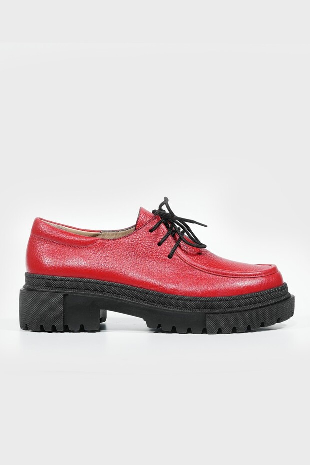WOMEN'S RED GENUINE NATURAL LEATHER NUMBER 35-41 LACE-UP SHOES