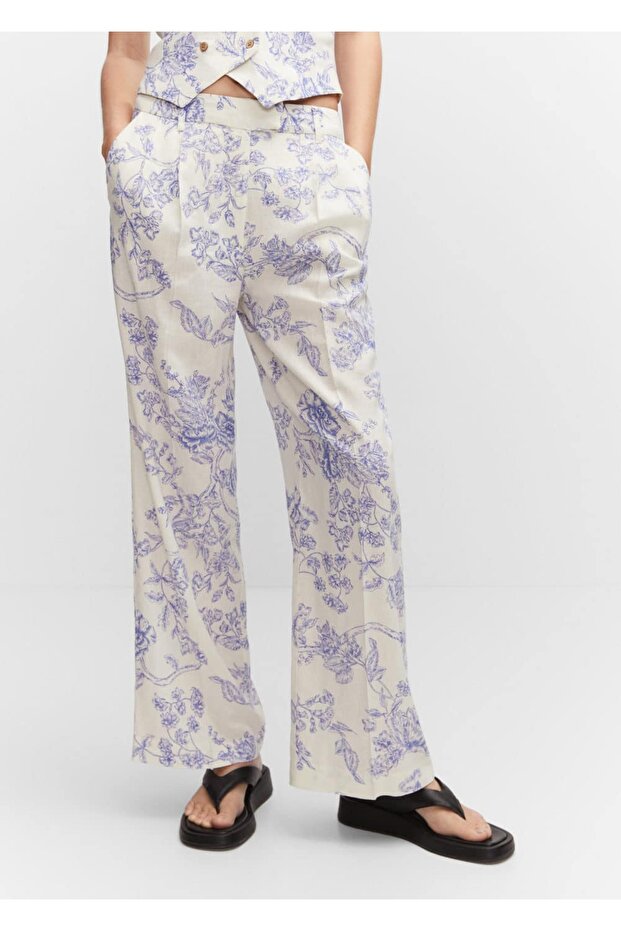 Gemusterte Leinenhose - 1