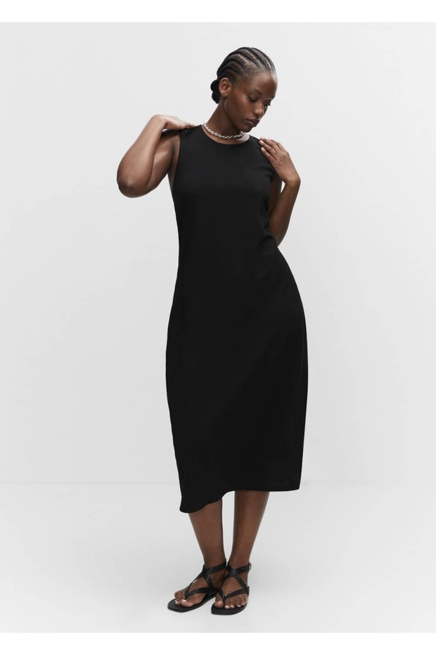 Asimetrik Sırt Dekolteli Elbise - 5