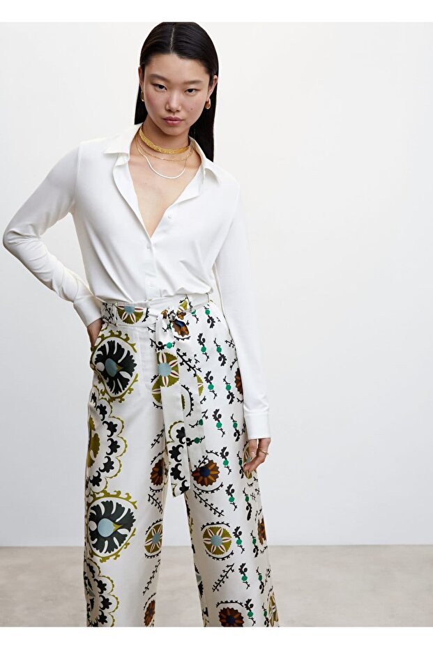 بنطلون ساتان منقوش - 7