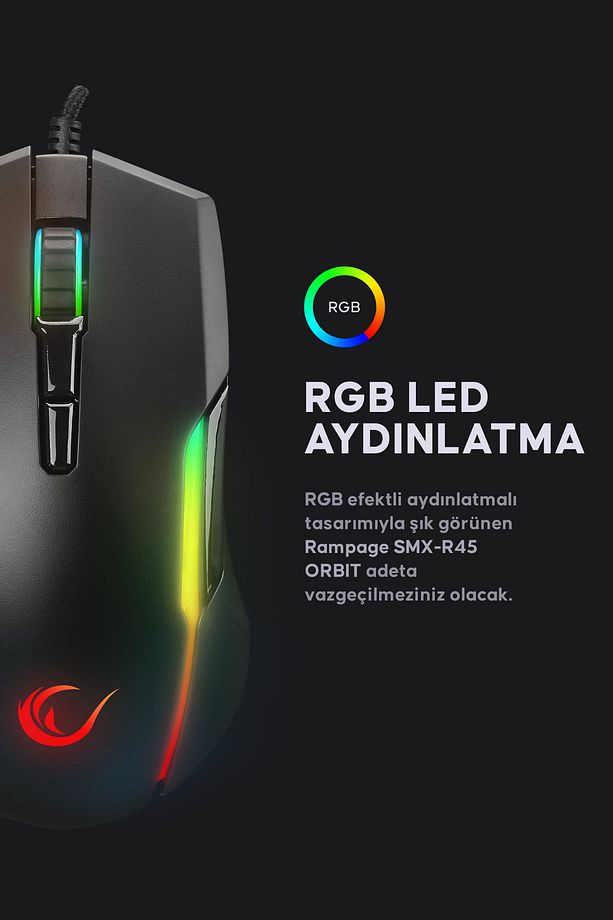 Smx-r45 Orbit Rgb Ledli Makrolu 6400 Dpı Drag Click Gaming Pro Oyuncu Mouse - 3