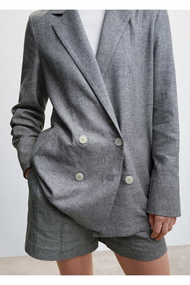 Kruvaze Keten Ceket - 8