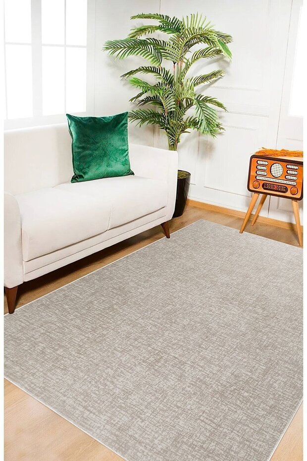 Plain Pattern Beige Non-Slip Base Cutting Washable Carpet Runner - 5