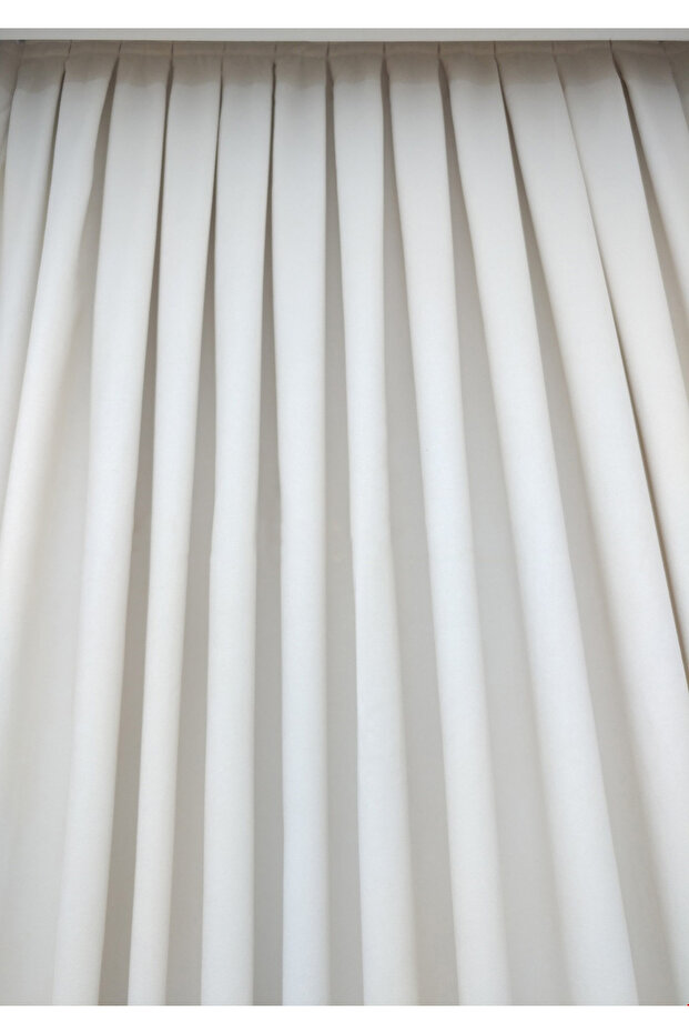 White Solid Color 1/2 Sparse Pleated Honeycomb Textured Background Curtain, Sparse Pleat, Single Sash - 5