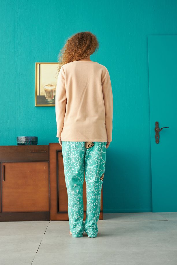 Alt-Üst Polar Nakışlı Pijama Takım - 4