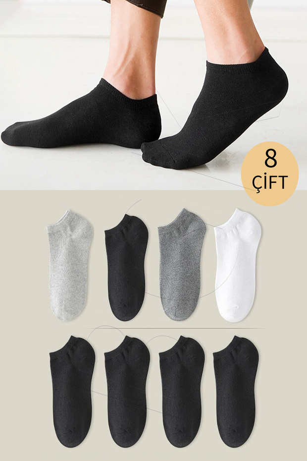 Unisex Basic Patik Çorap 8 Çift - 1
