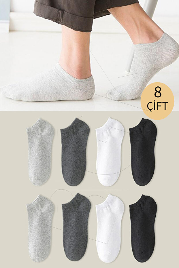 Unisex Basic Patik Çorap 8 Çift - 1