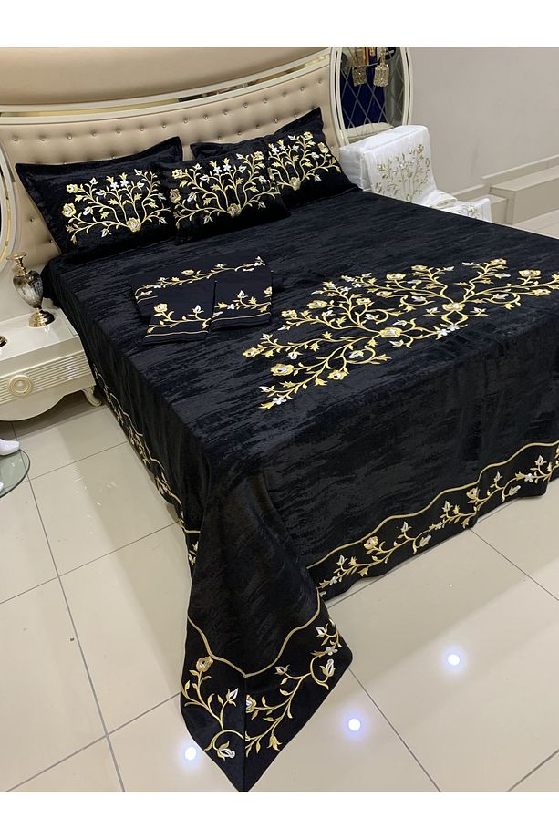 Gold Işlemeli Yatak Örtüsü Ve Nevresim Set 10 Parça - 9