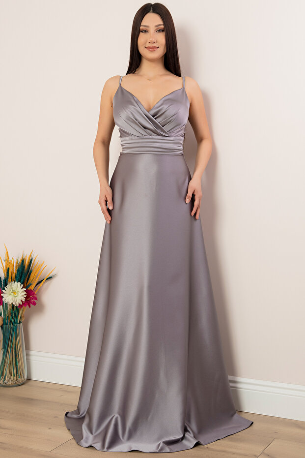 Saten Askılı Elbise 13384 - 5