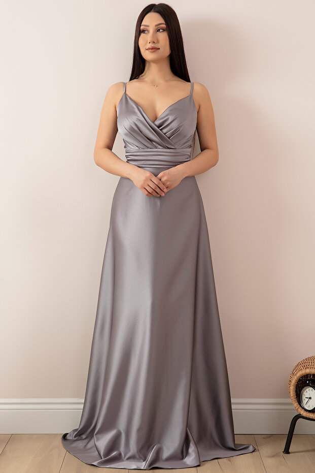Saten Askılı Elbise 13384 - 1
