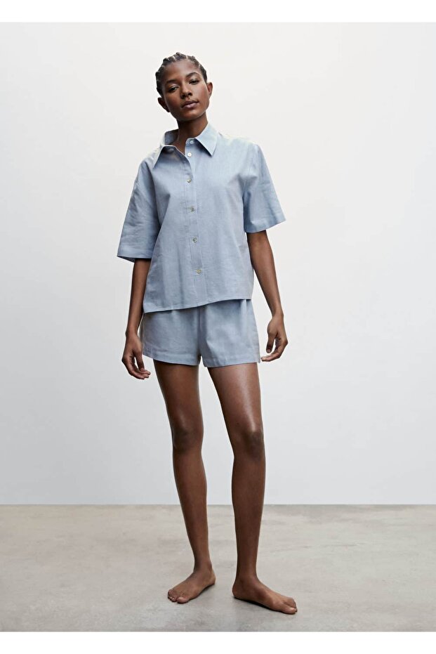 Keten Pijama Gömlek - 2