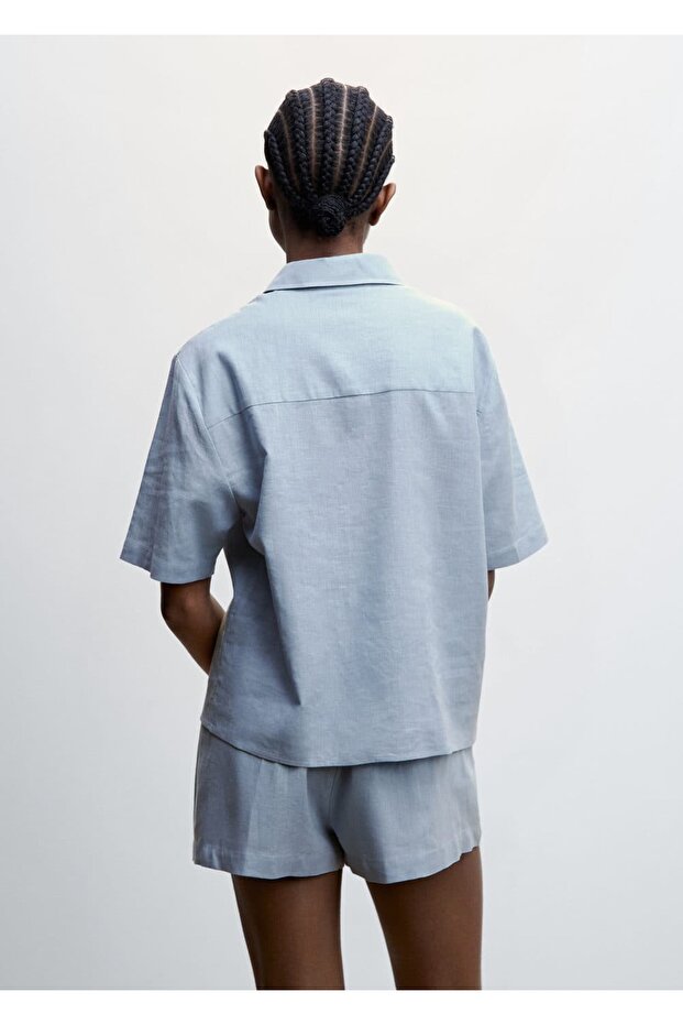 Keten Pijama Gömlek - 4