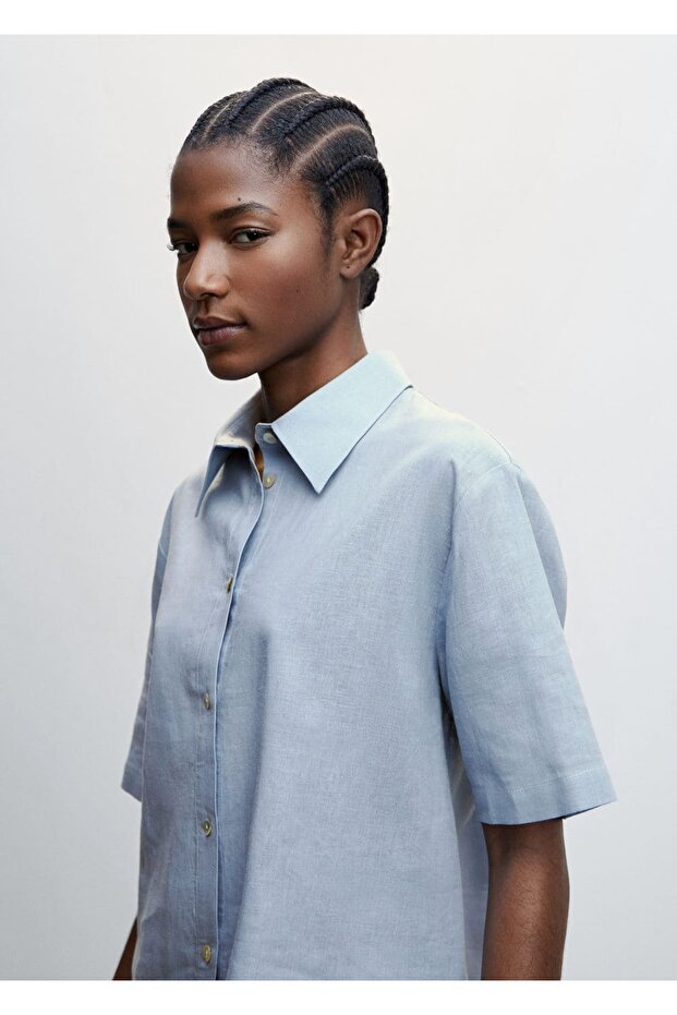 Keten Pijama Gömlek - 5