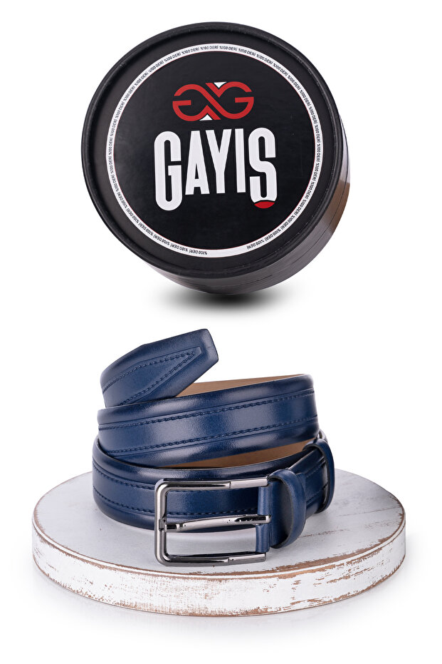 Special Boxed | 100% Genuine Buffalo Leather | Classic Navy Blue Men's Belt | Gift Dowry Belt