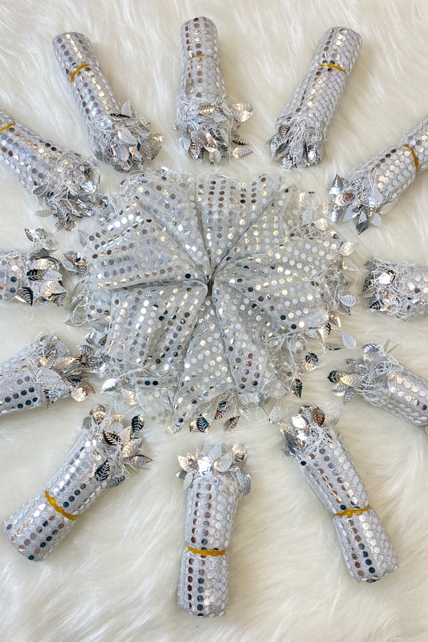 Silver Halay Handkerchief, Bridal Handkerchief, Sequined Halay Handkerchief 10 Pieces