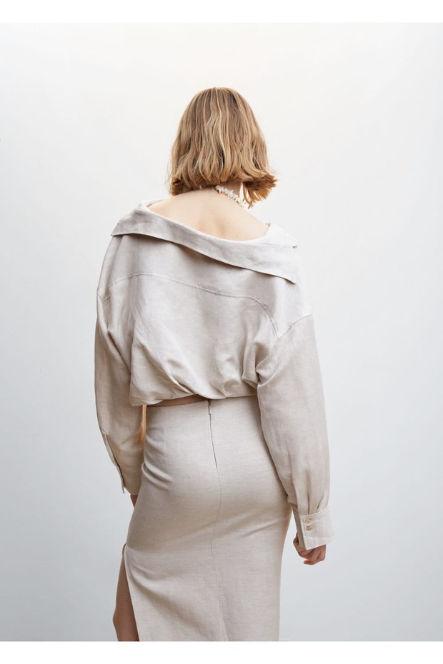 Kabarık Kollu Crop Gömlek - 4