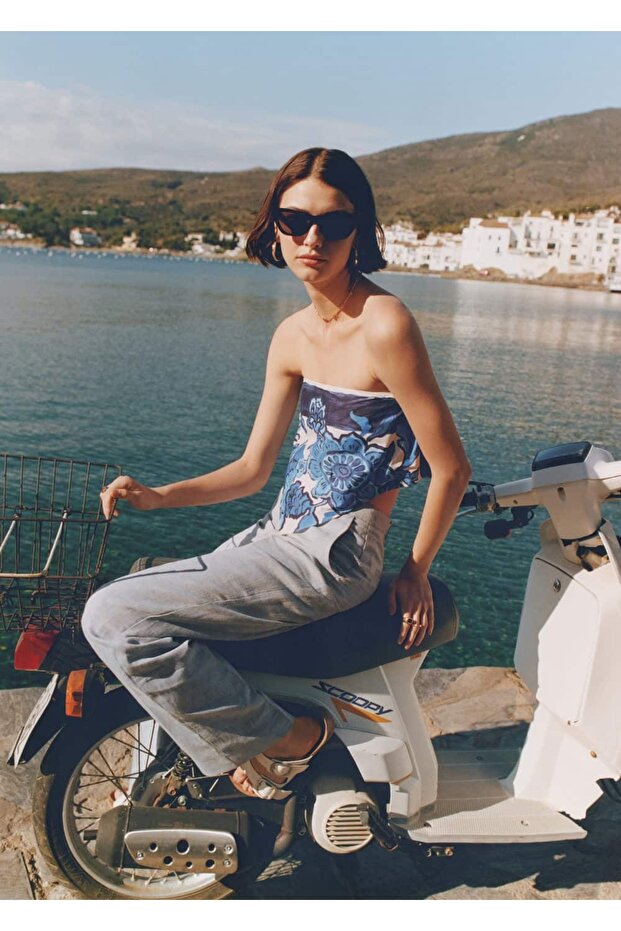 Çiçekli şal bluz - 7