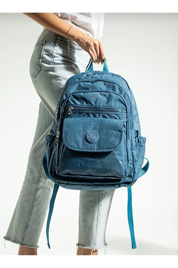 School Bag Mega Large Size Blue Multi-Compartment Backpack - 7