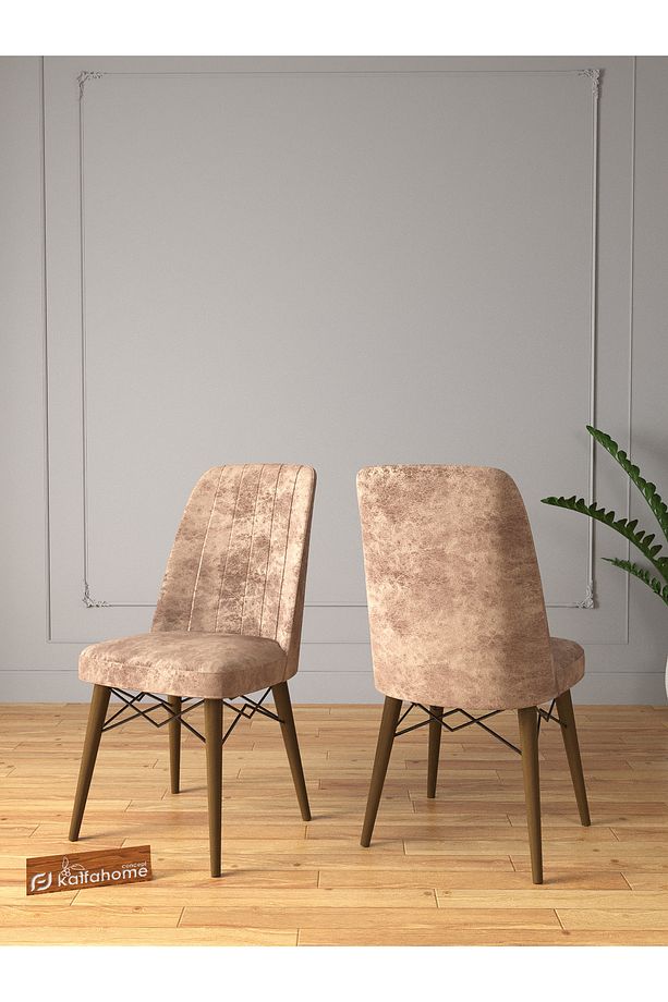 Fixed Serisi , Barok Mutfak Masası 4 Cappucino Sandalye 70x110 Sabit Masa - 2