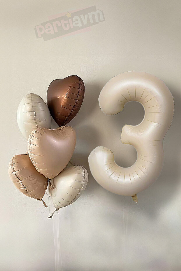 Cream Number Balloon Foil Heart Brown Shades Welcome Set