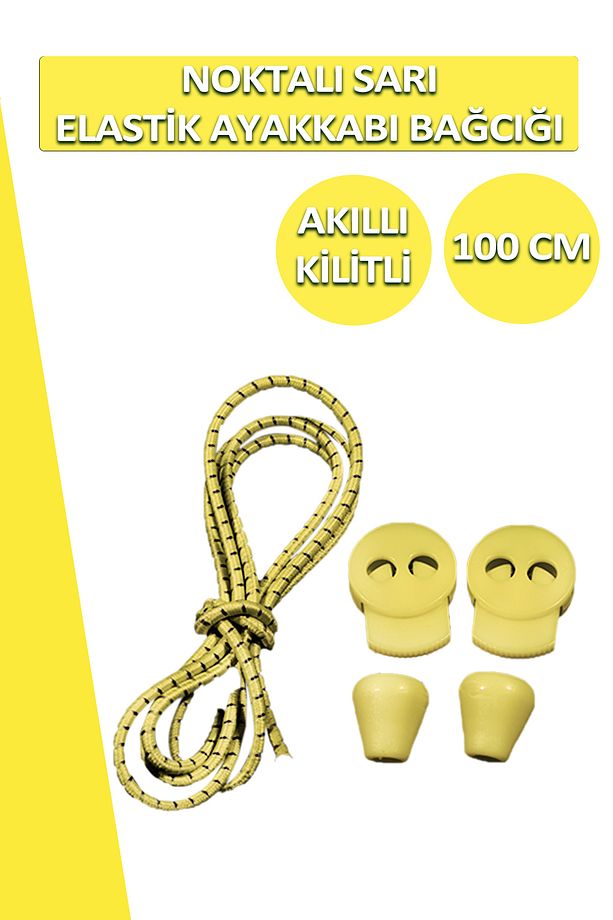 Sarı Elastik Esnek Ayakkabı Bağcığı Akıllı Kilitli Bağcık 100cm 1 Çift - 3