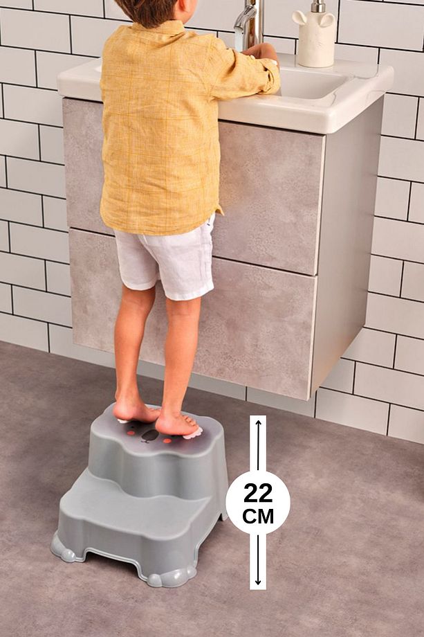 Onikiden Kaydırmaz Tabanlı Çocuk Taburesi, Çift Basamaklı Banyo Lavabo Merdiven, Yükseltici Renkli - 3