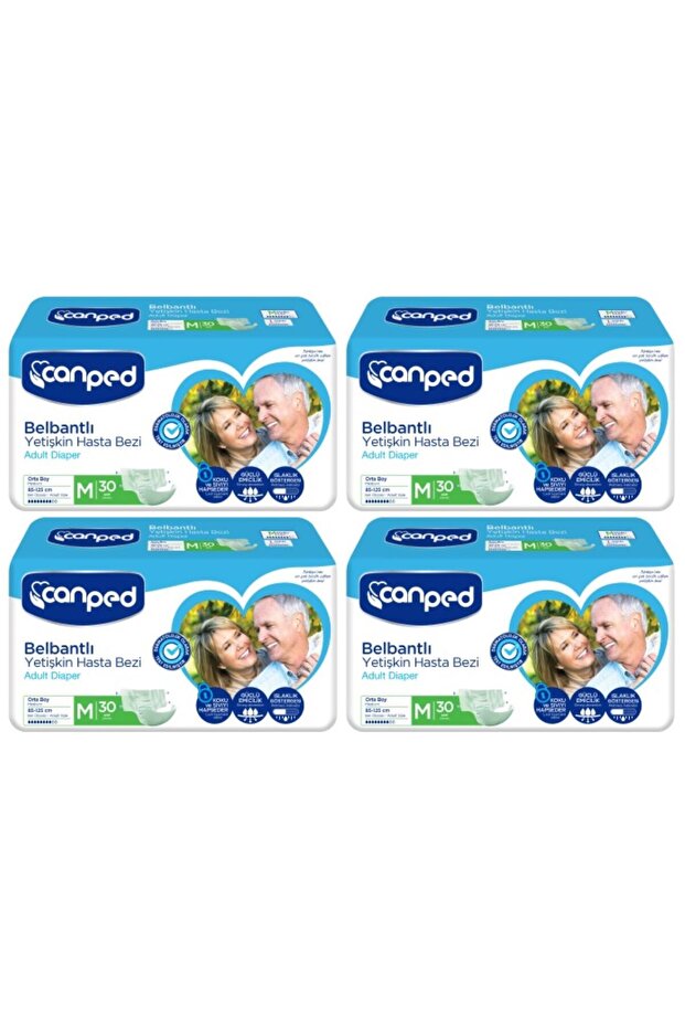 M-Medium Size Adult Patient Diapers with Waistband 4 Pack of 30