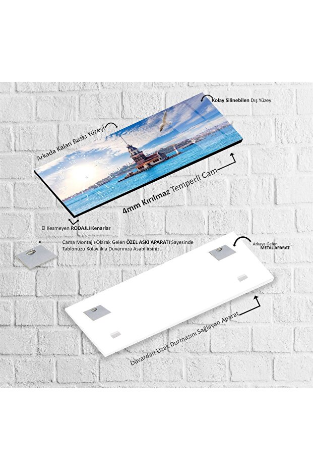 Saatli Kız Kulesi Cam Tablo - 5