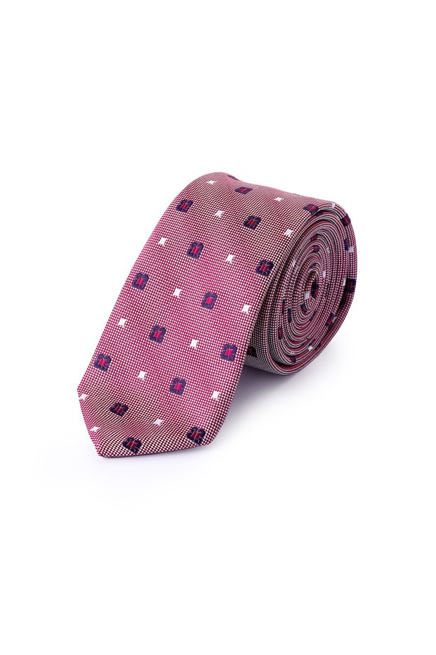 Blue Patterned Micro Casual Tie