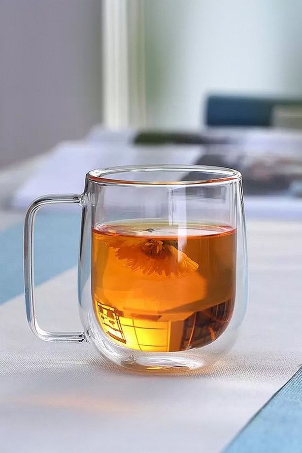 4 Adet 250ml Borosikilat Cam Isıya Dayanıklı Çift Cidarlı Kupa Bardak Kahve Servis Sunum Bardağı - 5