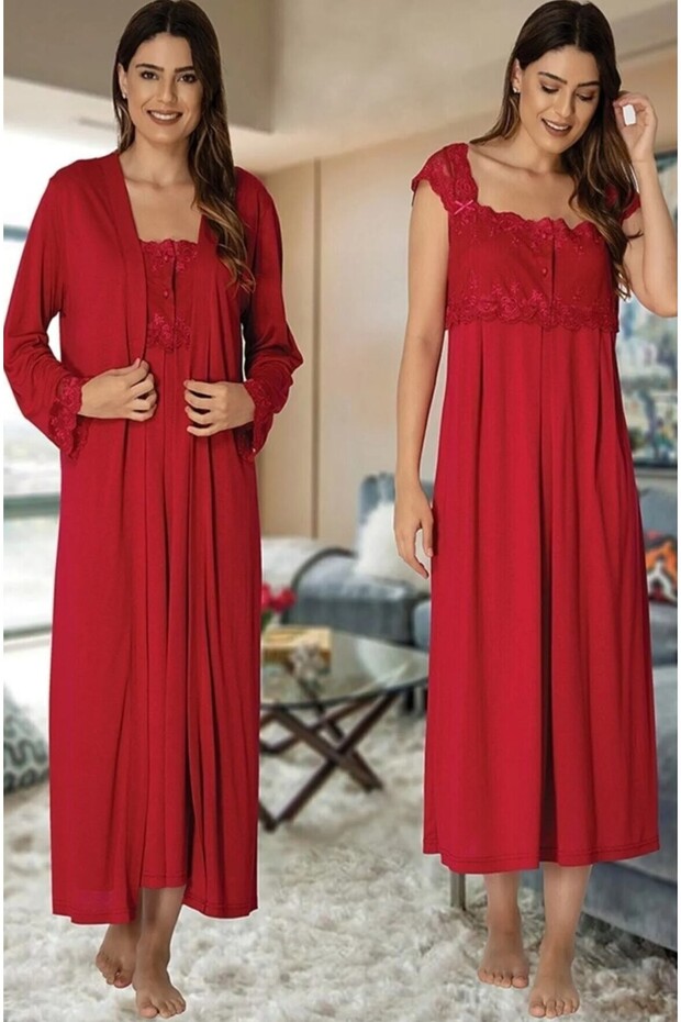 Effortt Cherry Pajama Maternity Nightgown Set 2302