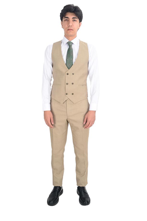 Slim Fit Yelekli Erkek Takım Elbise - 7