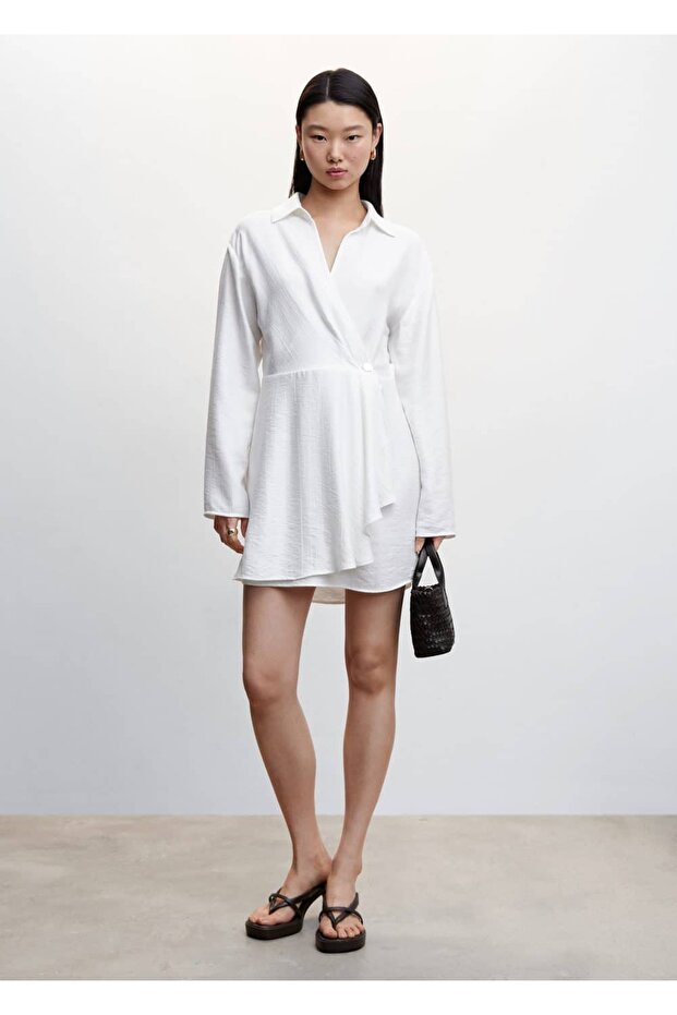 Düğmeli Anvelop Elbise - 2