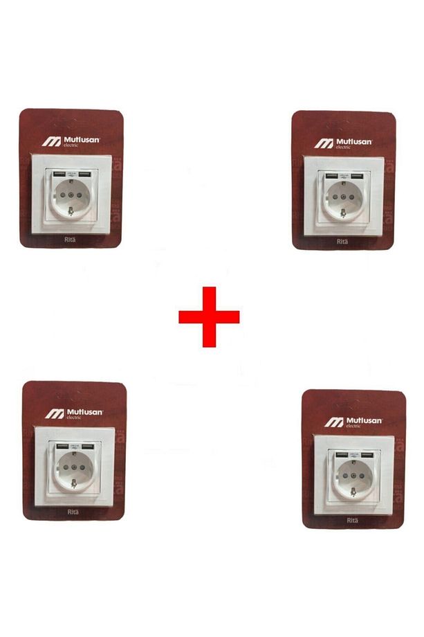 Rita 2'li Usb Ve Topraklı Priz (2.4A HIZLI ŞARJ ÇOCUK KORUMA) (4 ADET) - 1