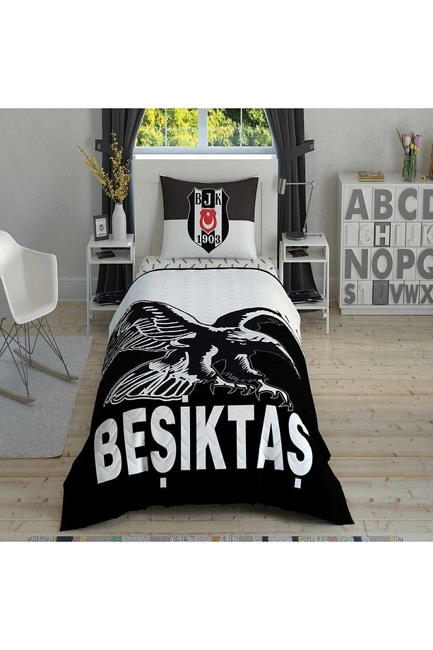 Beşiktaş Kartal Tek Kişilik Kapitoneli Nevresim Takımı Complete Set - 1