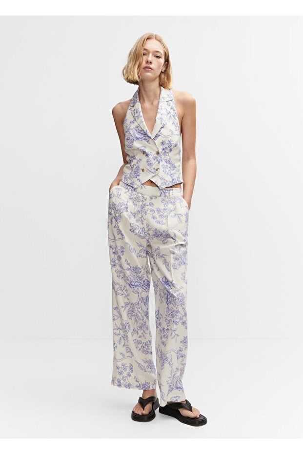 Gemusterte Leinenhose - 2