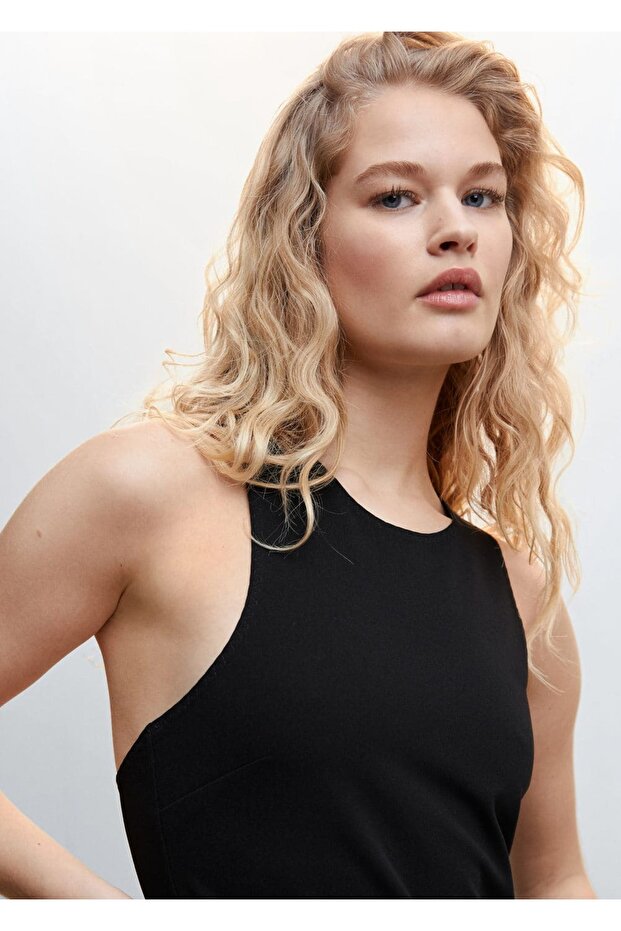 Asimetrik Sırt Dekolteli Elbise - 7