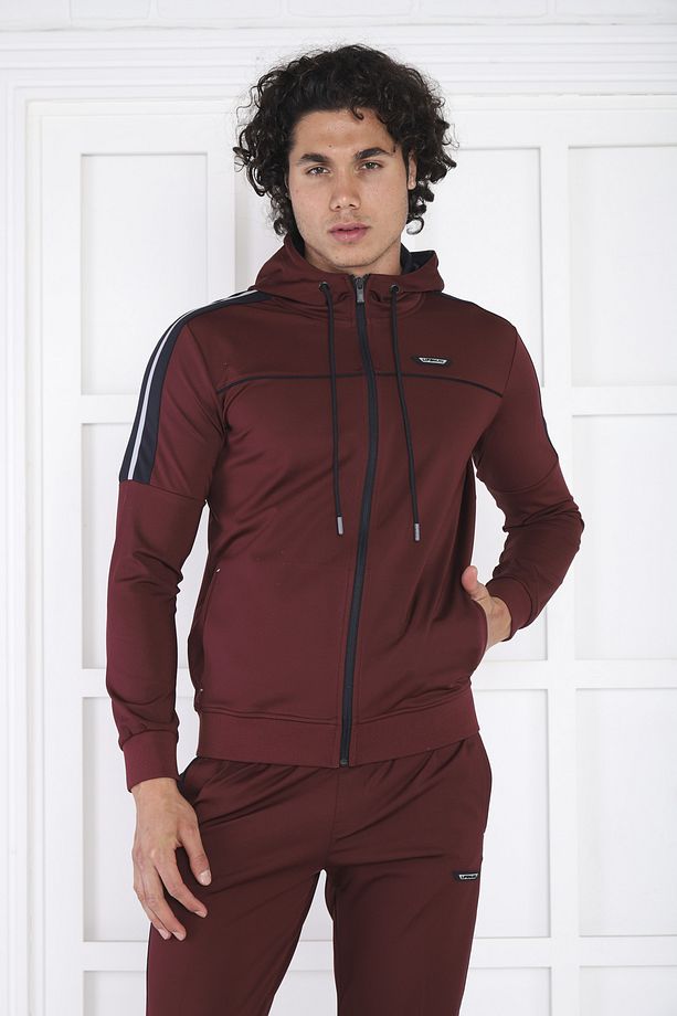 Erkek Bordo Dalgıç Kumaş Eşofman Takımı - 7