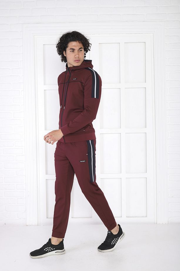 Erkek Bordo Dalgıç Kumaş Eşofman Takımı - 4