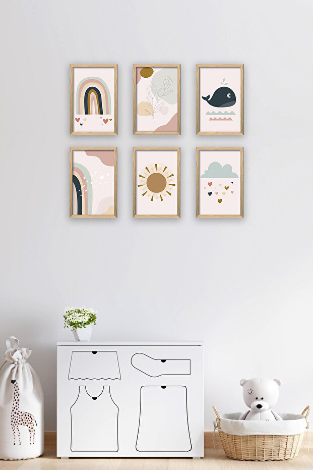 طقم طاولة MDF مكون من 6 قطع