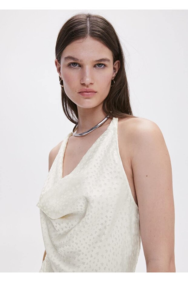 Sırtı açık jakar bluz - 5