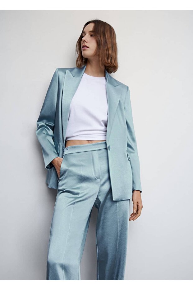 Saten Blazer Ceket - 6