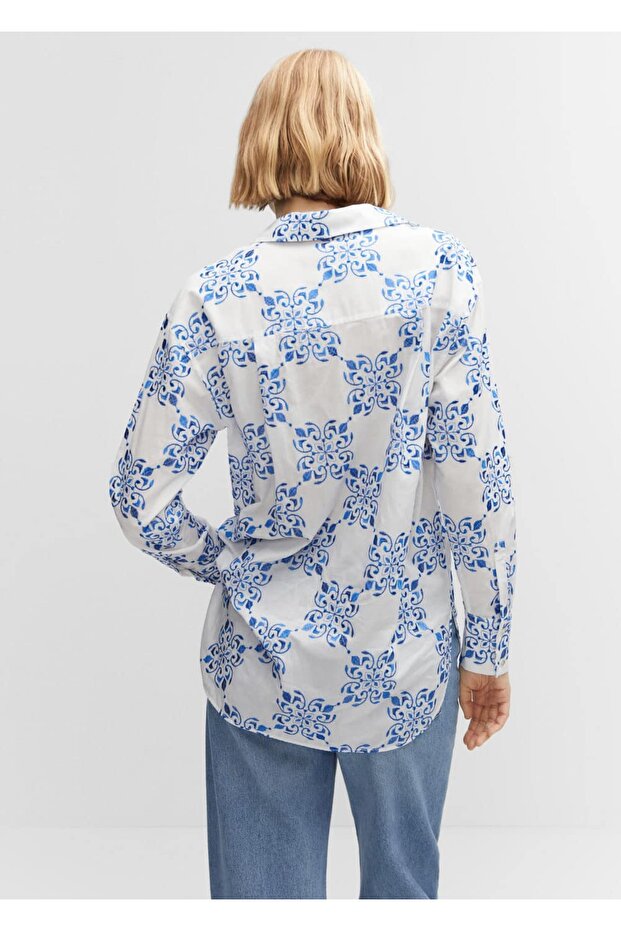 Işlemeli Geniş Kesim Gömlek - 4