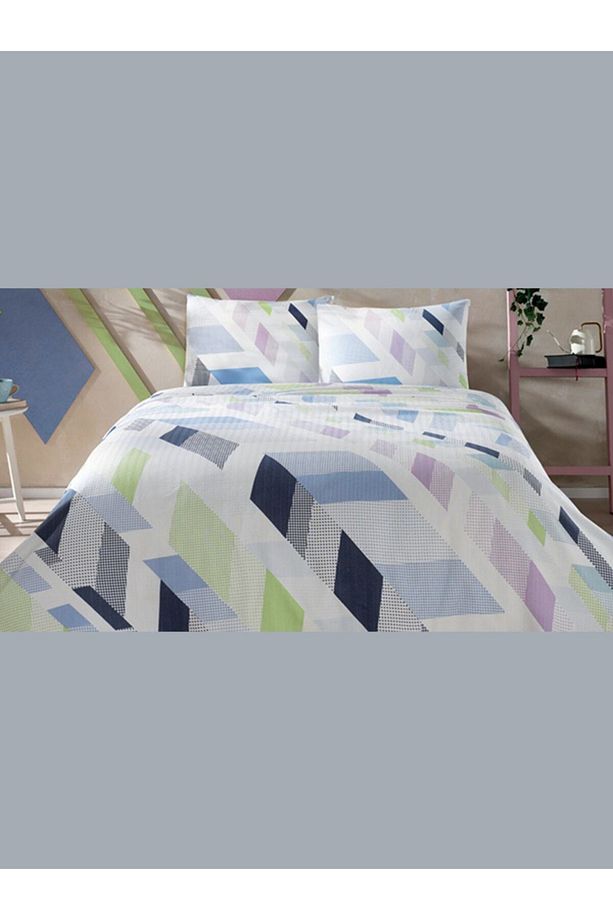 Genç Modası Pike Takımı Gena Mavi Tek Kişilik Lastikli 160 Cm X 230 Cm - 1
