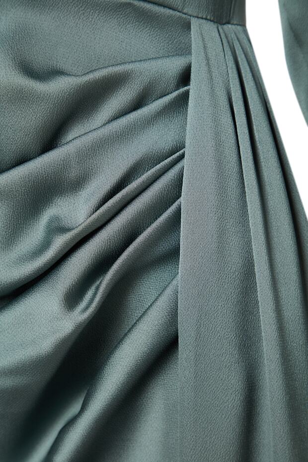 Mint Şal Detaylı Saten Abiye TCTAW24DB00004 - 6