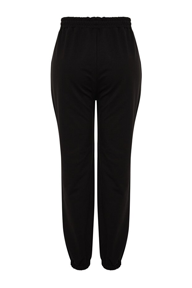 Černé tepláky Jogger Leg Elastické pletené Plus Size Tbbss22Ea0065 - 8