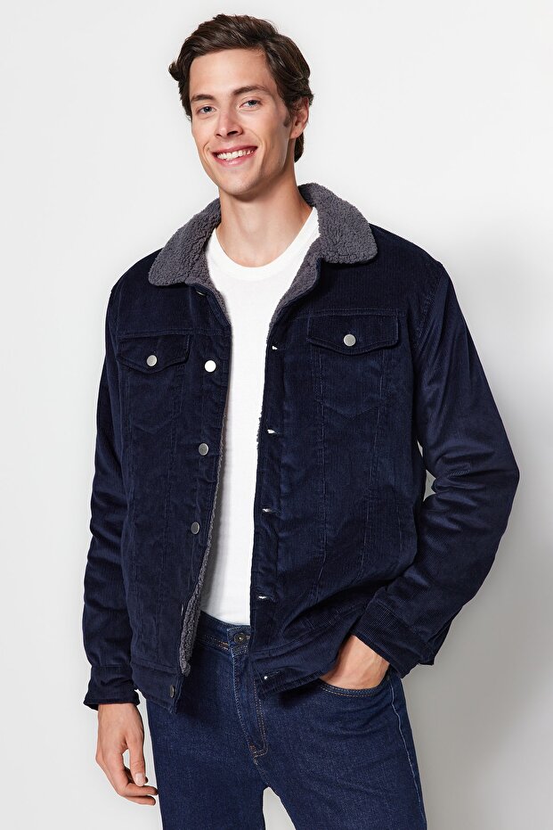 Unisex zimní bunda Navy Blue Velvet Regular Fit - TMNAW24MO00018 - 4